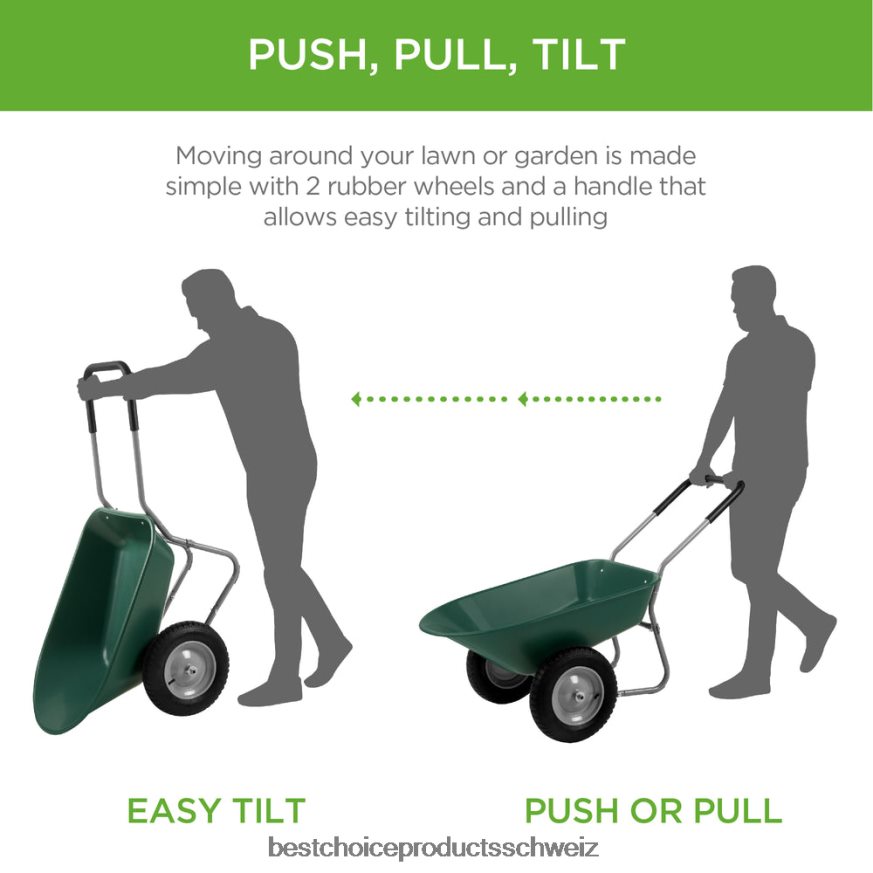 Best Choice Products Doppelrädriger Schubkarren-Gartenwagen Grün 2JD022455