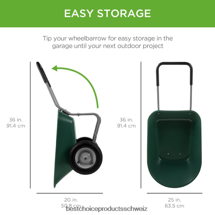 Best Choice Products Doppelrädriger Schubkarren-Gartenwagen Grün 2JD022455