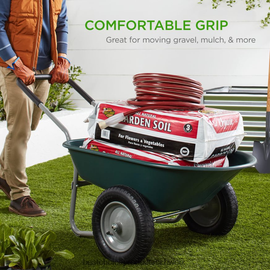 Best Choice Products Doppelrädriger Schubkarren-Gartenwagen Grün 2JD022455