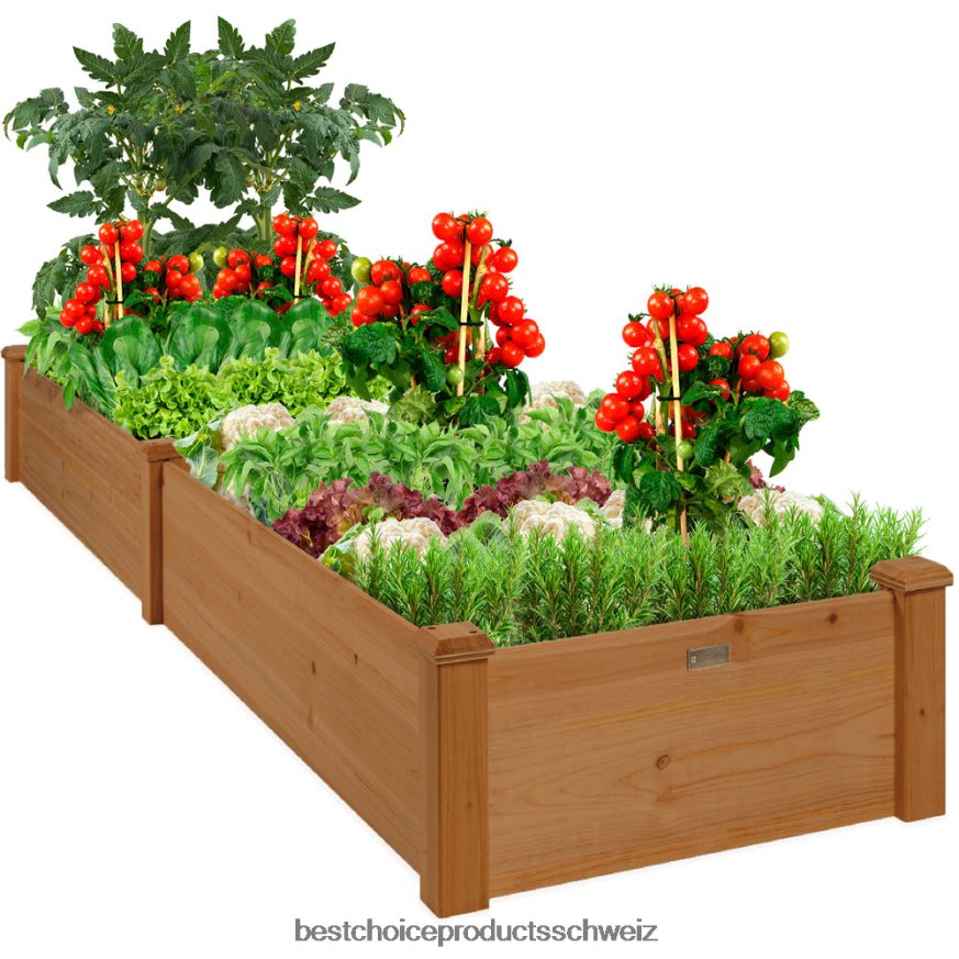 Best Choice Products Hochbeet-Pflanzgefäß aus Holz für Garten, Rasen, Hof Eichelbraun 2JD022985