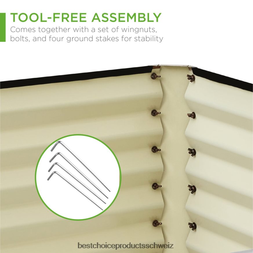 Best Choice Products Hochbeet aus Metall für den Außenbereich für Gemüse, Blumen und Kräuter Holzmaserung 2JD022440