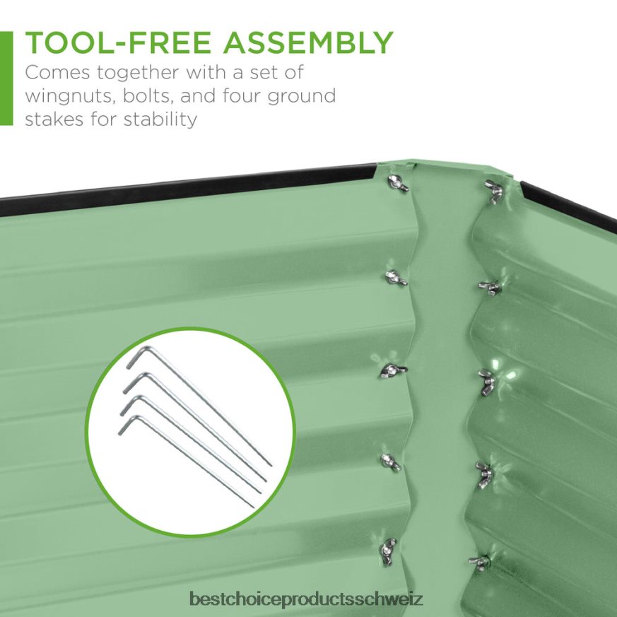 Best Choice Products Hochbeet aus Metall für den Außenbereich für Gemüse, Blumen und Kräuter Salbeigrün 2JD022461