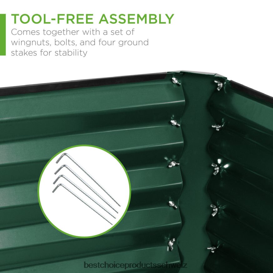 Best Choice Products Hochbeet aus Metall für den Außenbereich für Gemüse, Blumen und Kräuter dunkelgrün 2JD022463