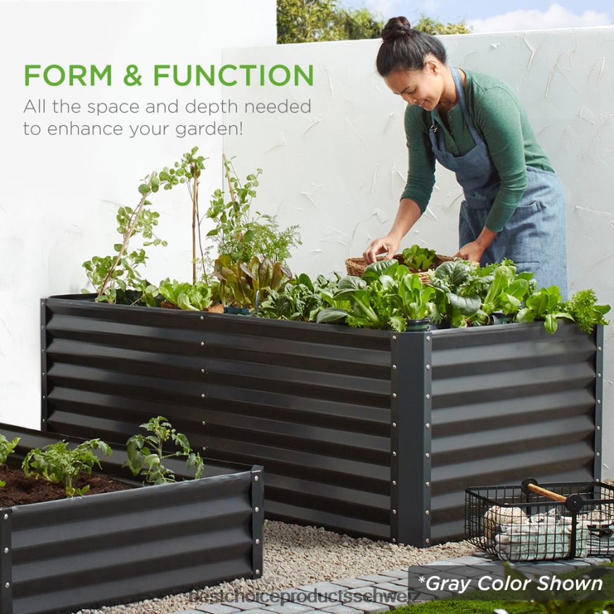 Best Choice Products Hochbeet aus Metall für den Außenbereich für Gemüse, Blumen und Kräuter dunkelgrün 2JD022463