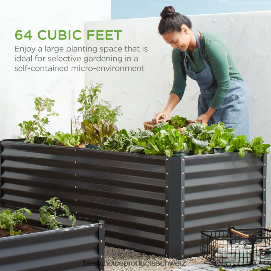 Best Choice Products Hochbeet aus Metall für den Außenbereich für Gemüse, Blumen und Kräuter grau 2JD022439