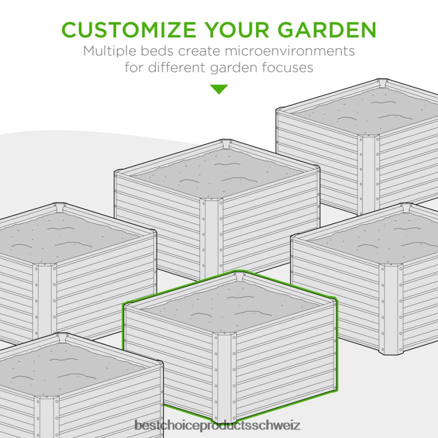 Best Choice Products Hochbeet aus Metall für den Außenbereich für Gemüse, Blumen und Kräuter grau 2JD022452