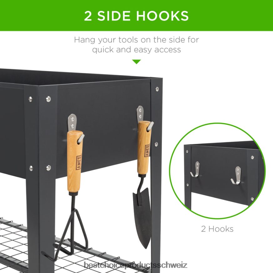 Best Choice Products Hochbeet aus Metall für den Hinterhof mit Rädern und Regal dunkelgrau 2JD022995