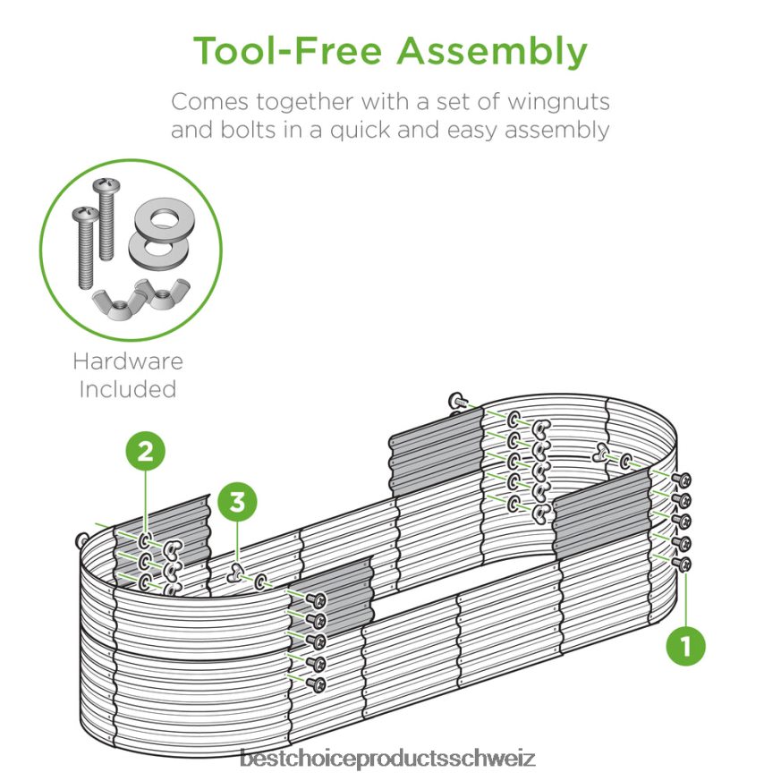 Best Choice Products Hochbeet aus Metall, ovaler Pflanzkasten für Gemüse im Freien Holzkohle 2JD022993