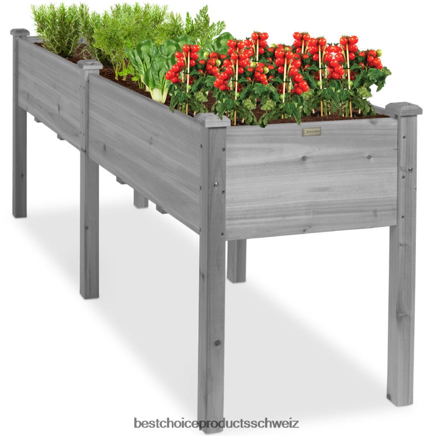 Best Choice Products Hochbeet, erhöhter Pflanzgefäßständer aus Holz grau 2JD022964