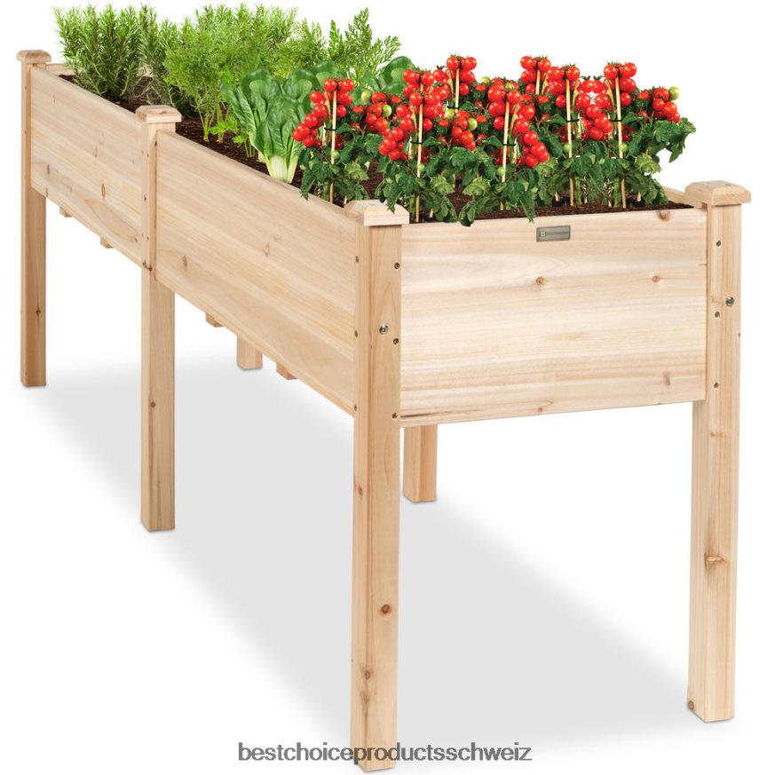 Best Choice Products Hochbeet, erhöhter Pflanzgefäßständer aus Holz natürlich 2JD022963