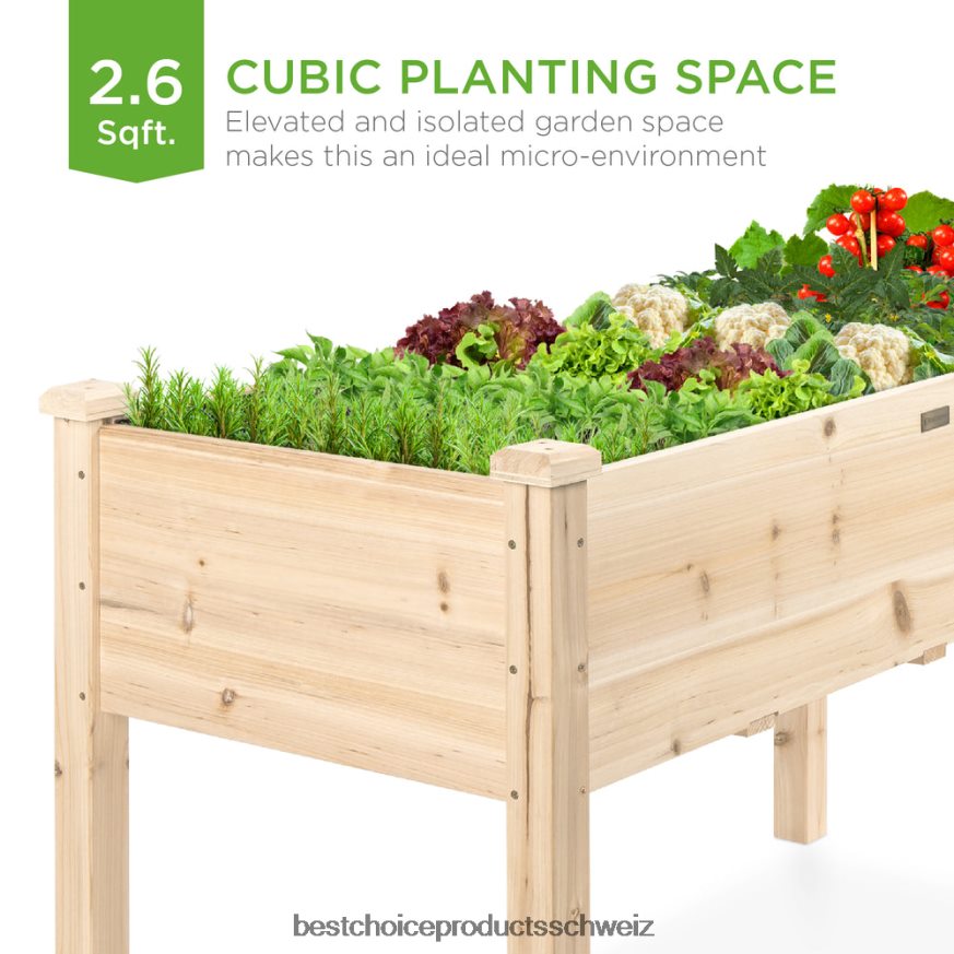 Best Choice Products Hochbeet, erhöhter Pflanzkastenständer aus Holz mit Beeteinlage natürlich 2JD022965