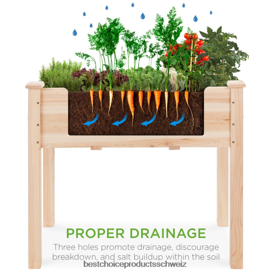 Best Choice Products Hochbeet, erhöhter Pflanzkastenständer aus Holz mit Beeteinlage natürlich 2JD022965