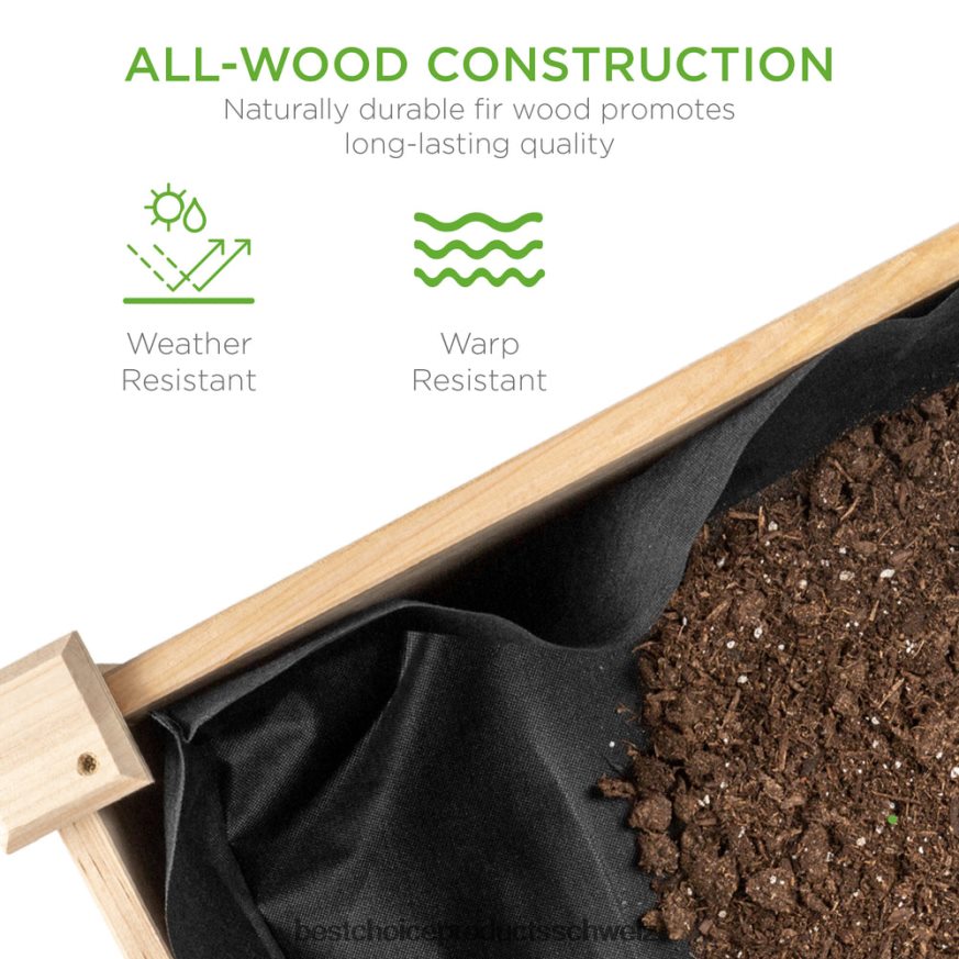 Best Choice Products Hochbeet, erhöhter Pflanzkastenständer aus Holz mit Beeteinlage natürlich 2JD022965