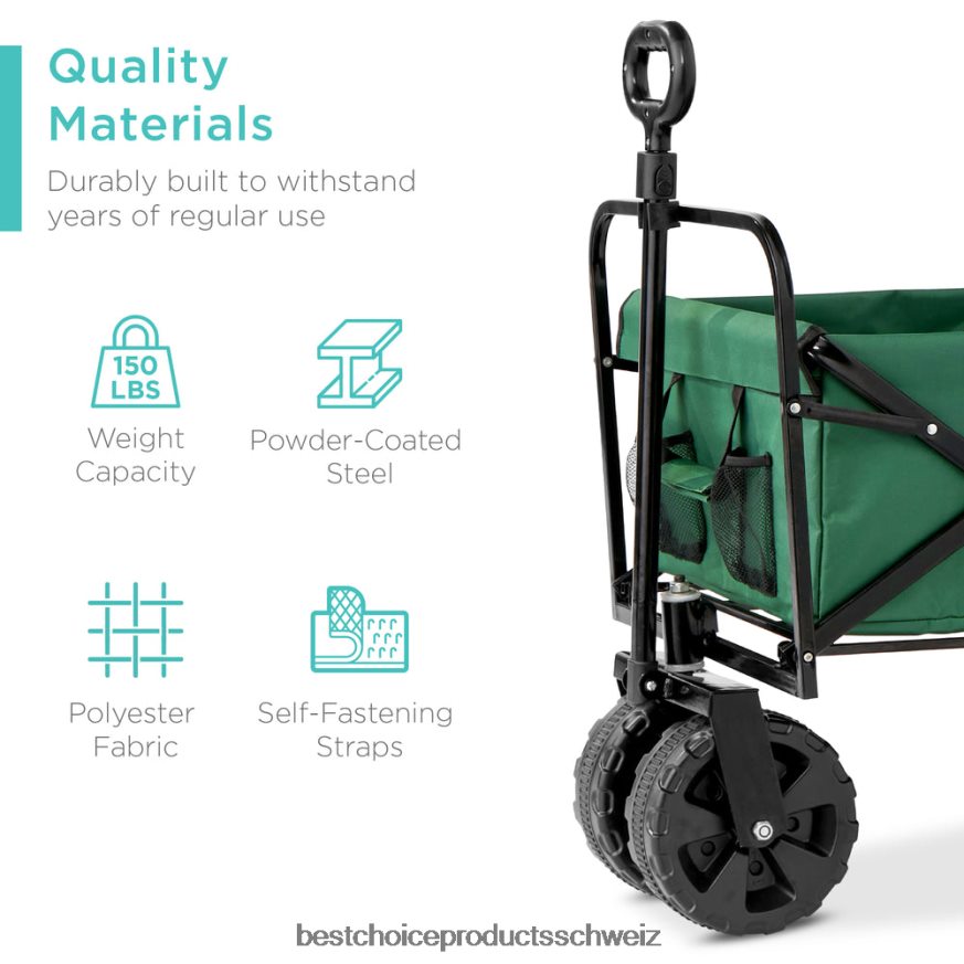 Best Choice Products Mehrzweckwagen für den Innen- und Außenbereich mit 360-Grad-Rädern und verstellbarem Griff Grün 2JD022997