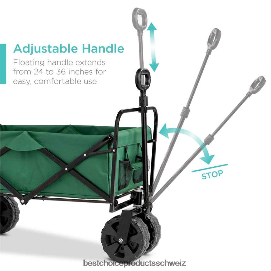 Best Choice Products Mehrzweckwagen für den Innen- und Außenbereich mit 360-Grad-Rädern und verstellbarem Griff Grün 2JD022997