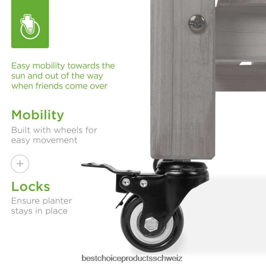 Best Choice Products Mobiler Hochbeet-Pflanzkasten mit Rädern und Regal grau 2JD022471