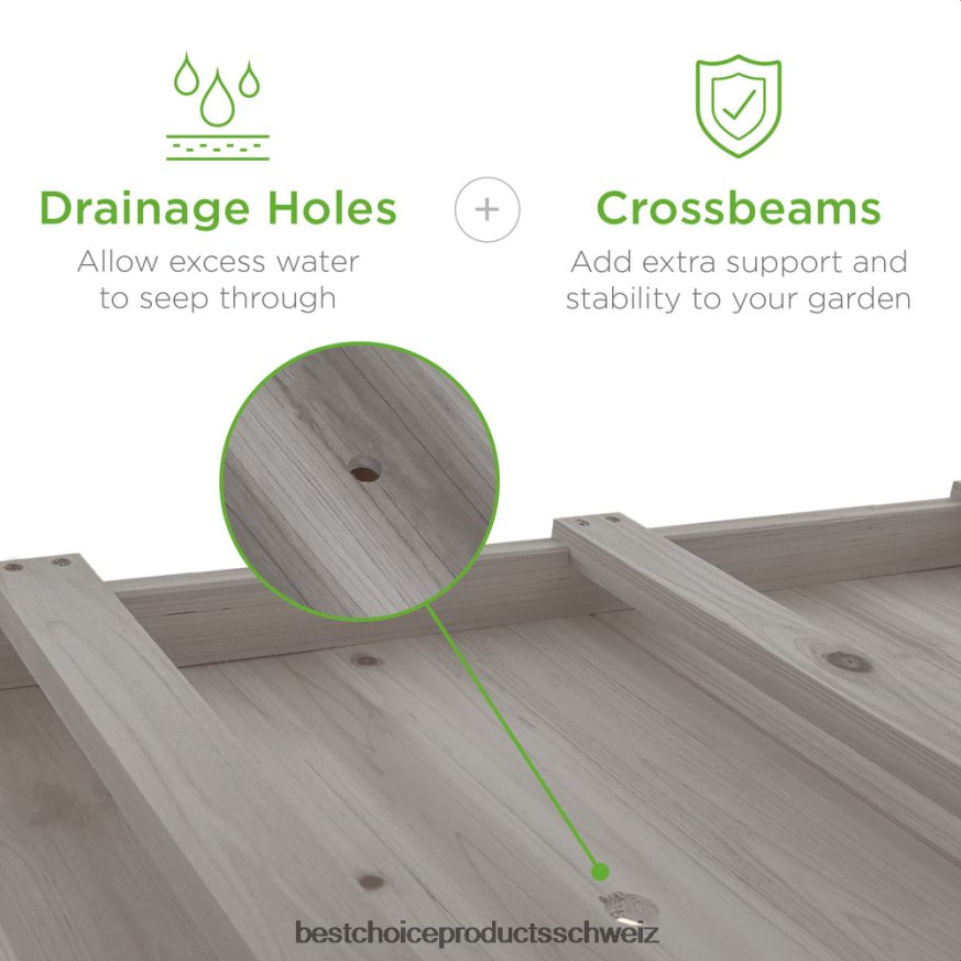 Best Choice Products Mobiler Hochbeet-Pflanzkasten mit Rädern und Regal grau 2JD022471