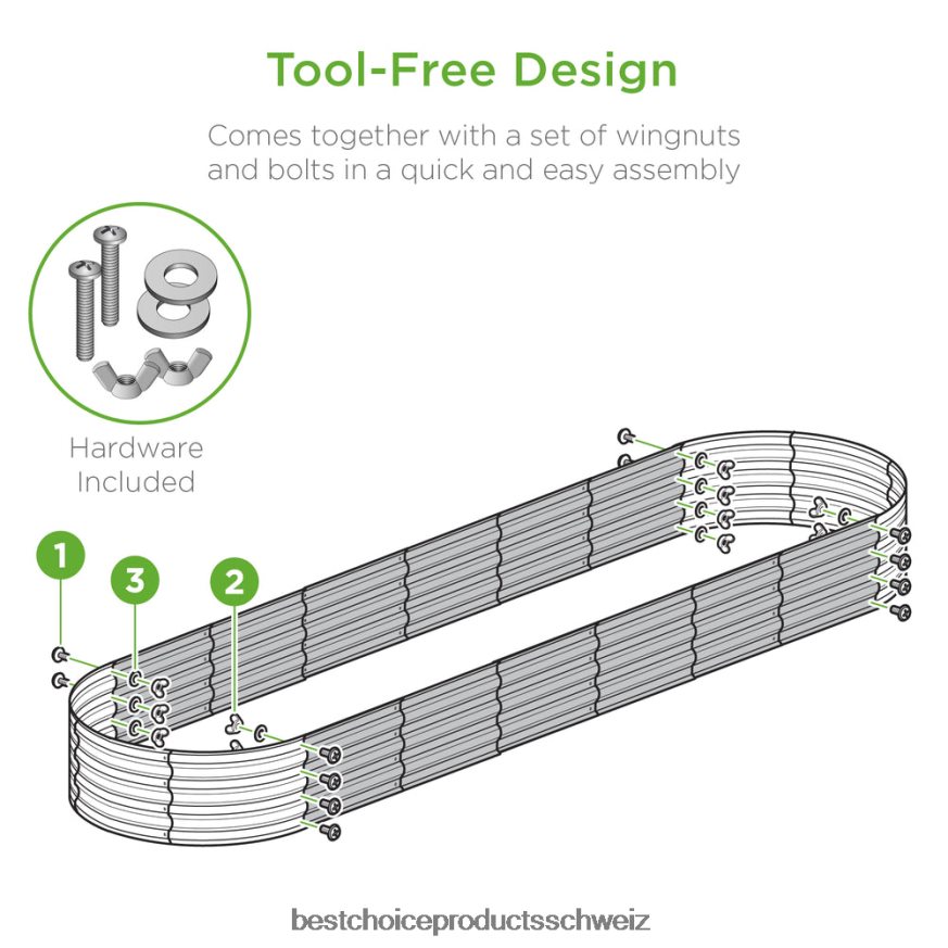 Best Choice Products Ovales Hochbeet aus Metall für den Außenbereich für Gemüse und Blumen Holzkohle 2JD022466