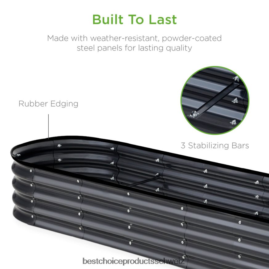 Best Choice Products Ovales Hochbeet aus Metall für den Außenbereich für Gemüse und Blumen Holzkohle 2JD022466