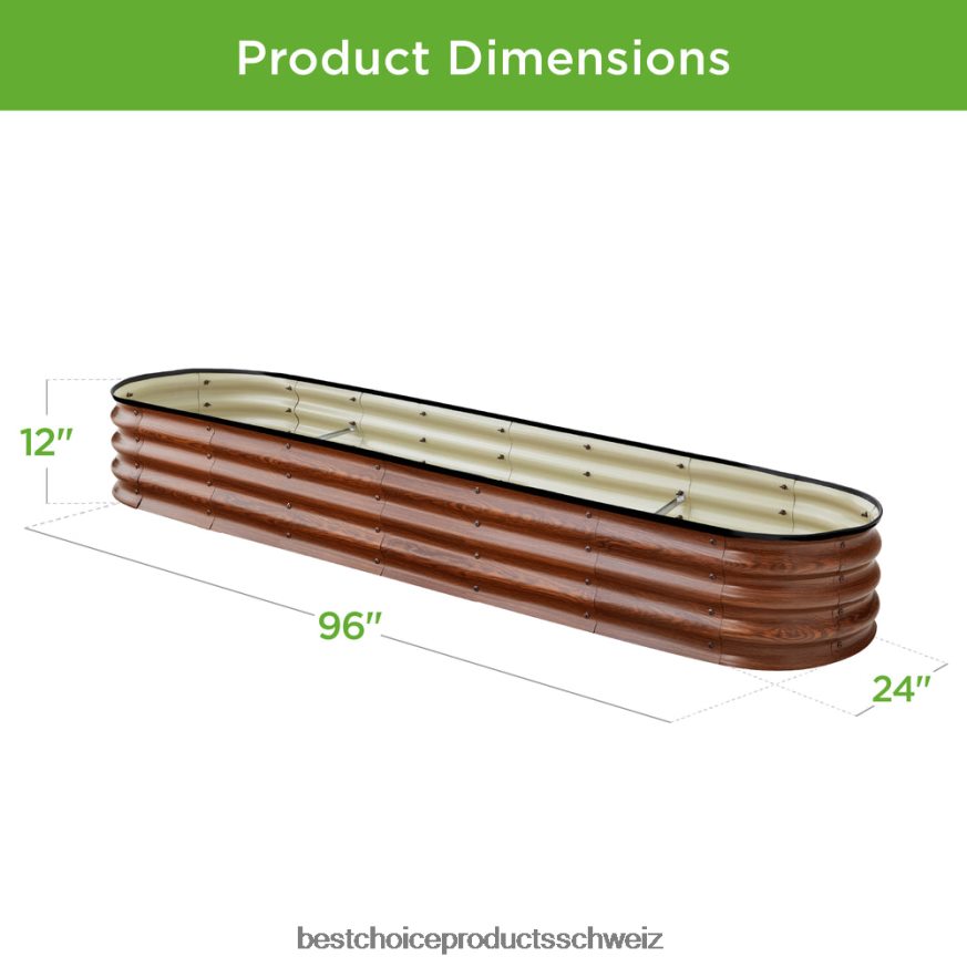 Best Choice Products Ovales Hochbeet aus Metall für den Außenbereich für Gemüse und Blumen Holzmaserung 2JD022467