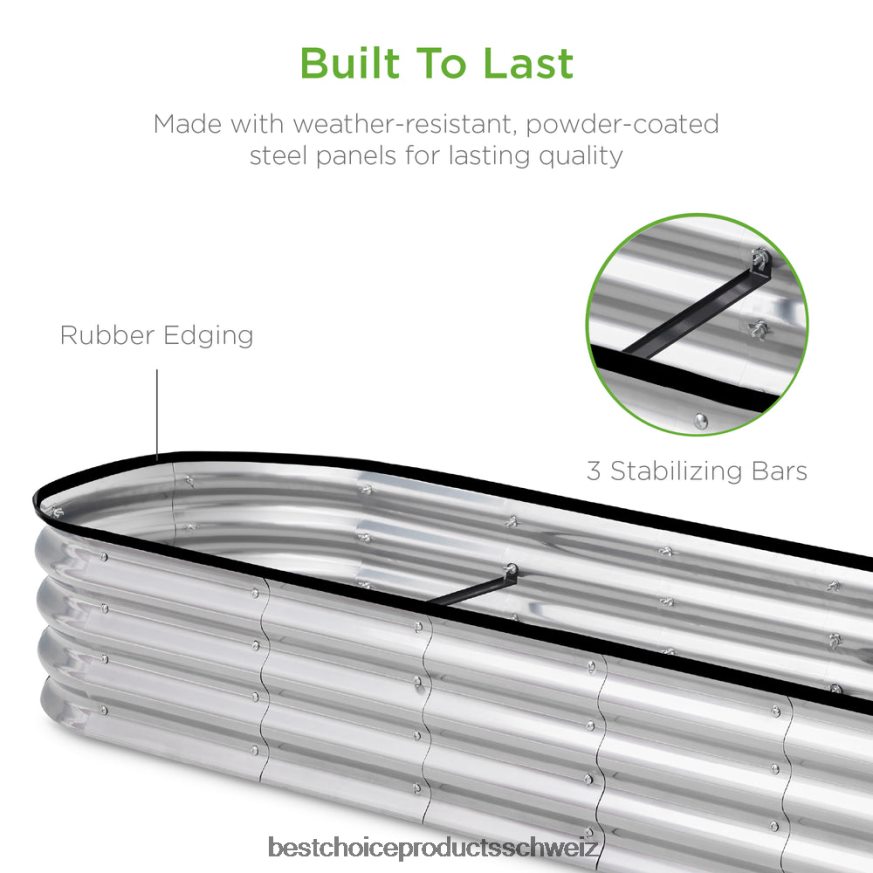 Best Choice Products Ovales Hochbeet aus Metall für den Außenbereich für Gemüse und Blumen Silber 2JD022468