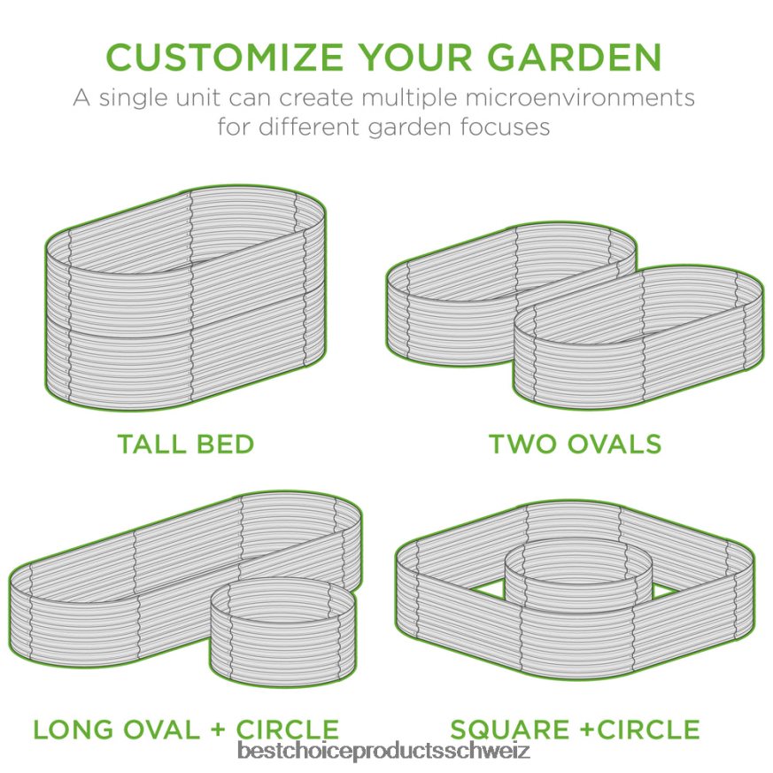 Best Choice Products erhöhtes ovales Gartenbeet, anpassbarer erhöhter Metallpflanzer für den Außenbereich Silber 2JD022971