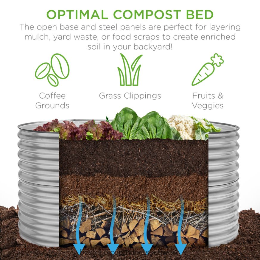 Best Choice Products erhöhtes ovales Gartenbeet, anpassbarer erhöhter Metallpflanzer für den Außenbereich Silber 2JD022971