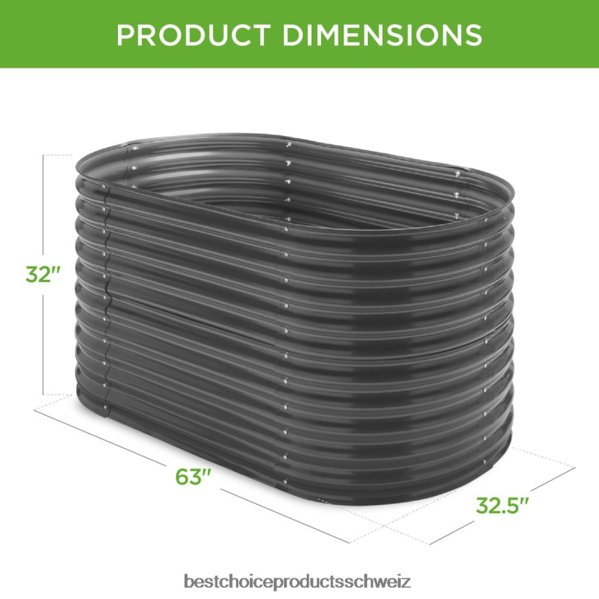 Best Choice Products erhöhtes ovales Gartenbeet, anpassbarer erhöhter Metallpflanzer für den Außenbereich dunkelgrau 2JD022970