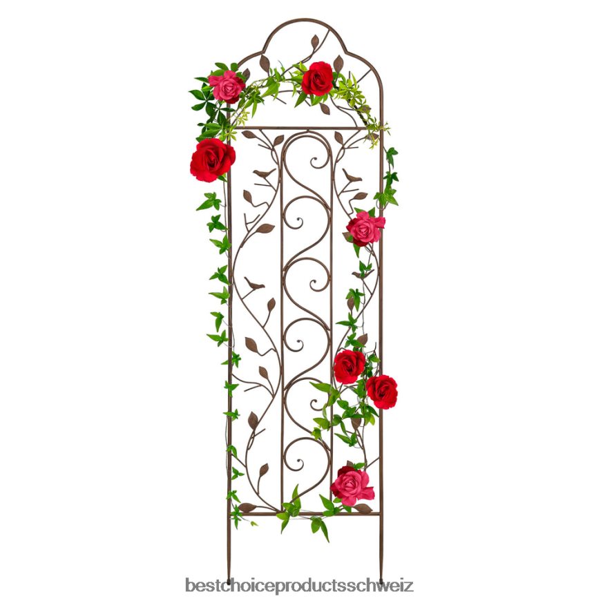 Best Choice Products Eisengewölbte Gartengitterzaunplatte mit Ästen und Vögeln Bronze 2JD022990