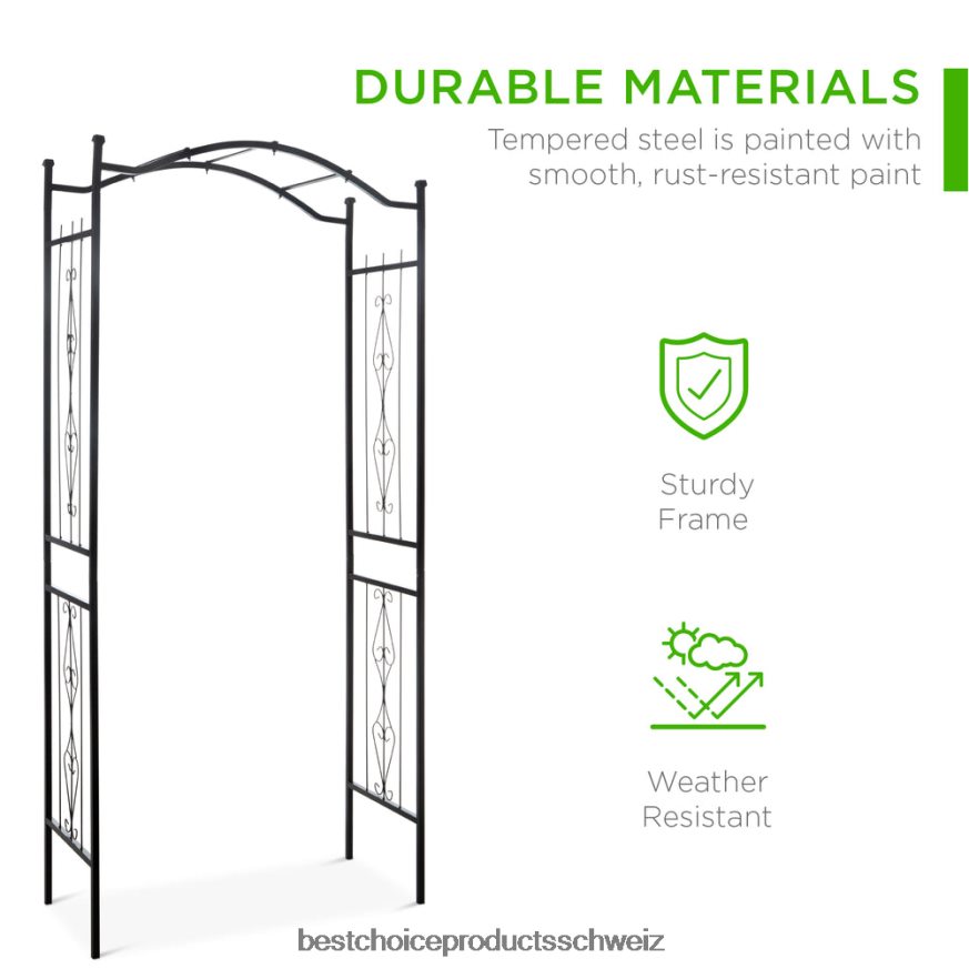 Best Choice Products Gartenbogen-Gartenlaubengitter aus Stahl für Kletterpflanzen Schwarz 2JD022987