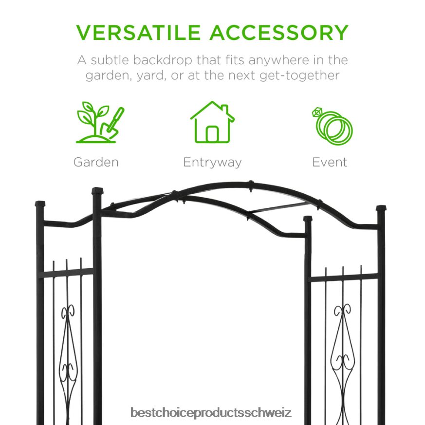 Best Choice Products Gartenbogen-Gartenlaubengitter aus Stahl für Kletterpflanzen Schwarz 2JD022987