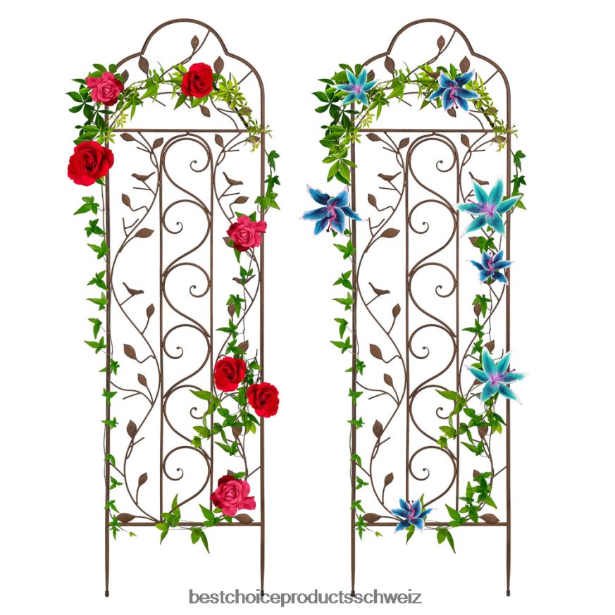 Best Choice Products Set mit 2 gewölbten Gartengittern aus Eisen Schwarz 2JD022989