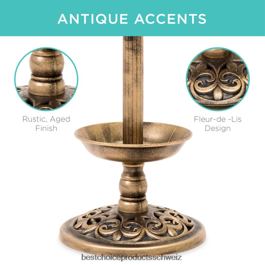 Best Choice Products Solarbeleuchtetes Vogelbad mit Pflanzgefäß Bronze 2JD022453