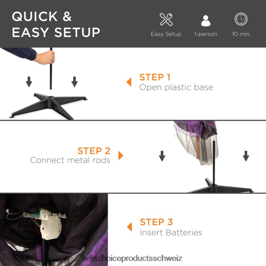 Best Choice Products Böse Wanda, stehende animatronische Hexe mit Geräuschen und leuchtenden Augen lila 2JD022222