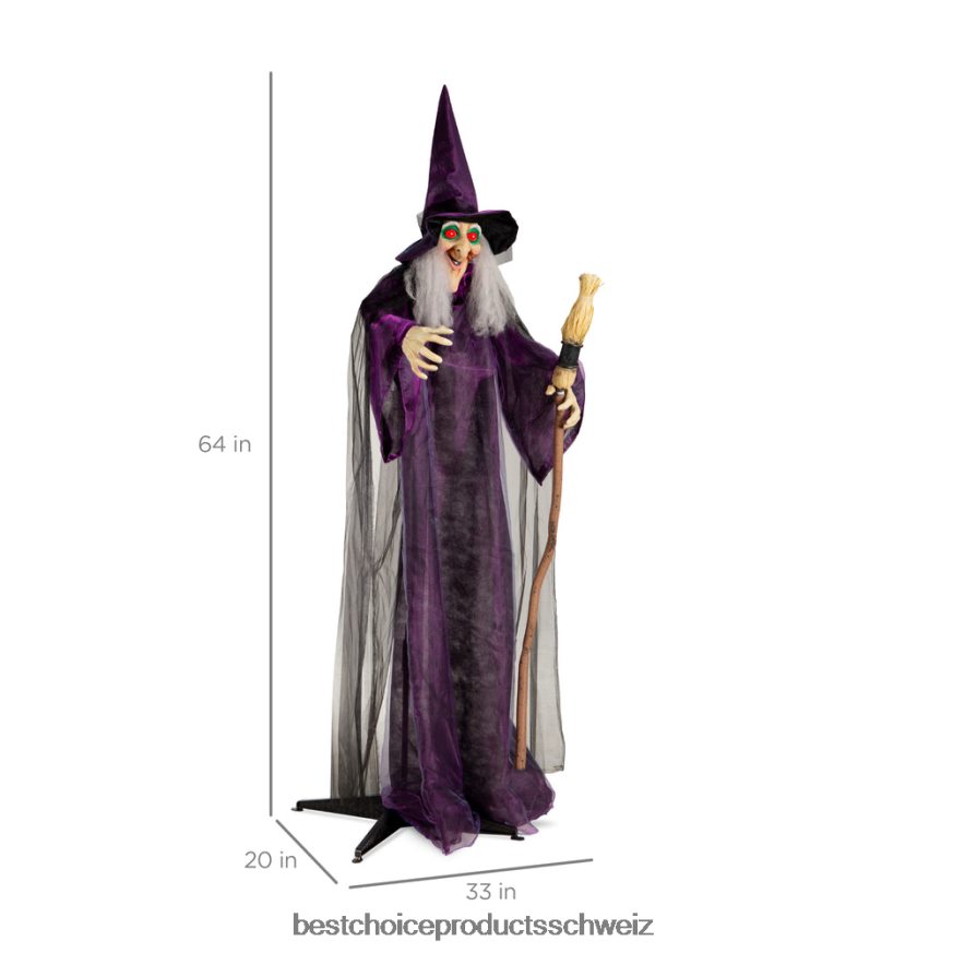 Best Choice Products Böse Wanda, stehende animatronische Hexe mit Geräuschen und leuchtenden Augen lila 2JD022222