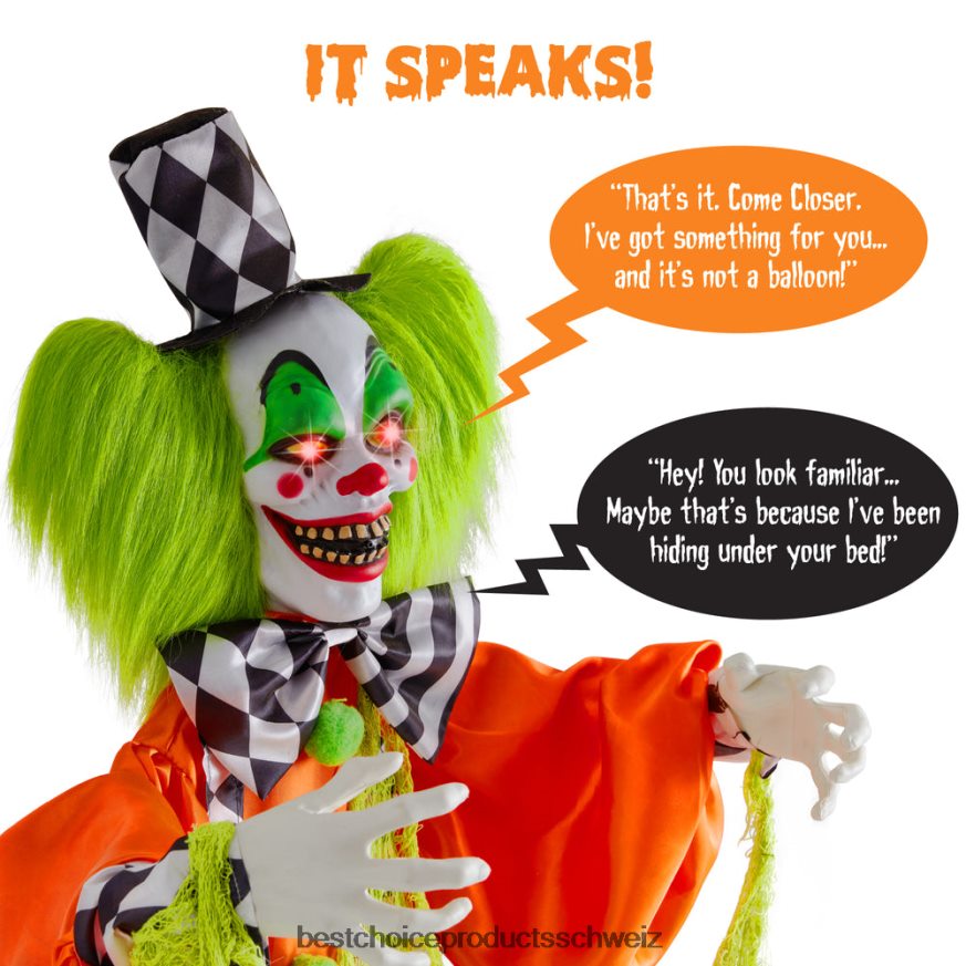 Best Choice Products Funhouse Freddy, der bewegungsaktivierte animatronische Killerclown, Halloween-Requisite multi 2JD022225