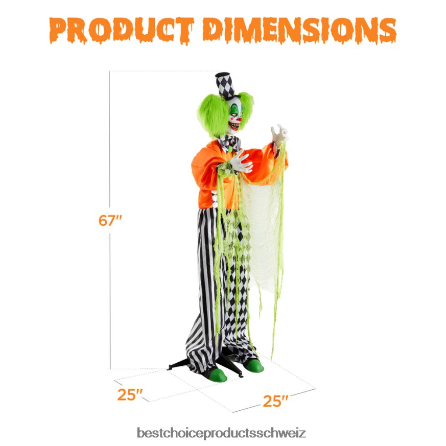 Best Choice Products Funhouse Freddy, der bewegungsaktivierte animatronische Killerclown, Halloween-Requisite multi 2JD022225