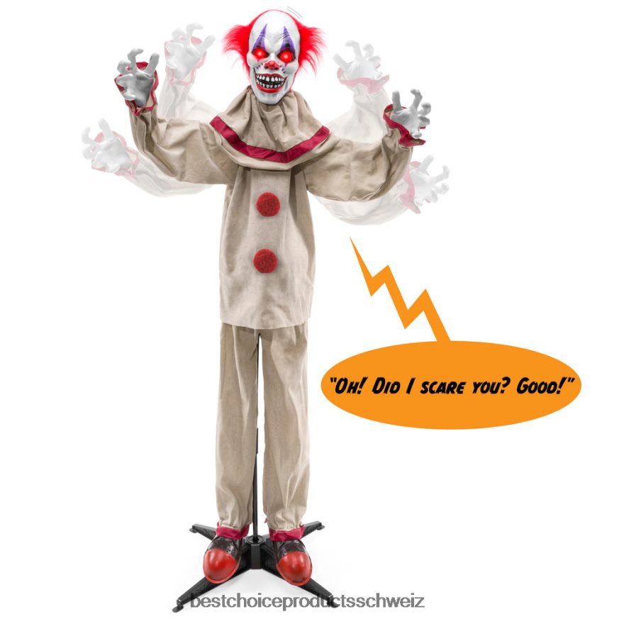 Best Choice Products Gruseliger Harry, der bewegungsaktivierte animatronische Killer-Clown, Halloween-Requisite Beige 2JD022220