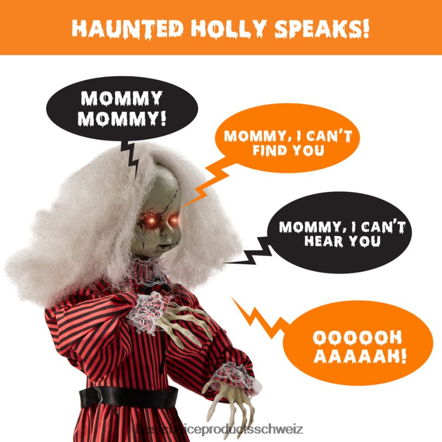 Best Choice Products Haunted Holly Animatronic Roaming Doll Halloween-Dekoration mit leuchtenden Augen Rot 2JD022221