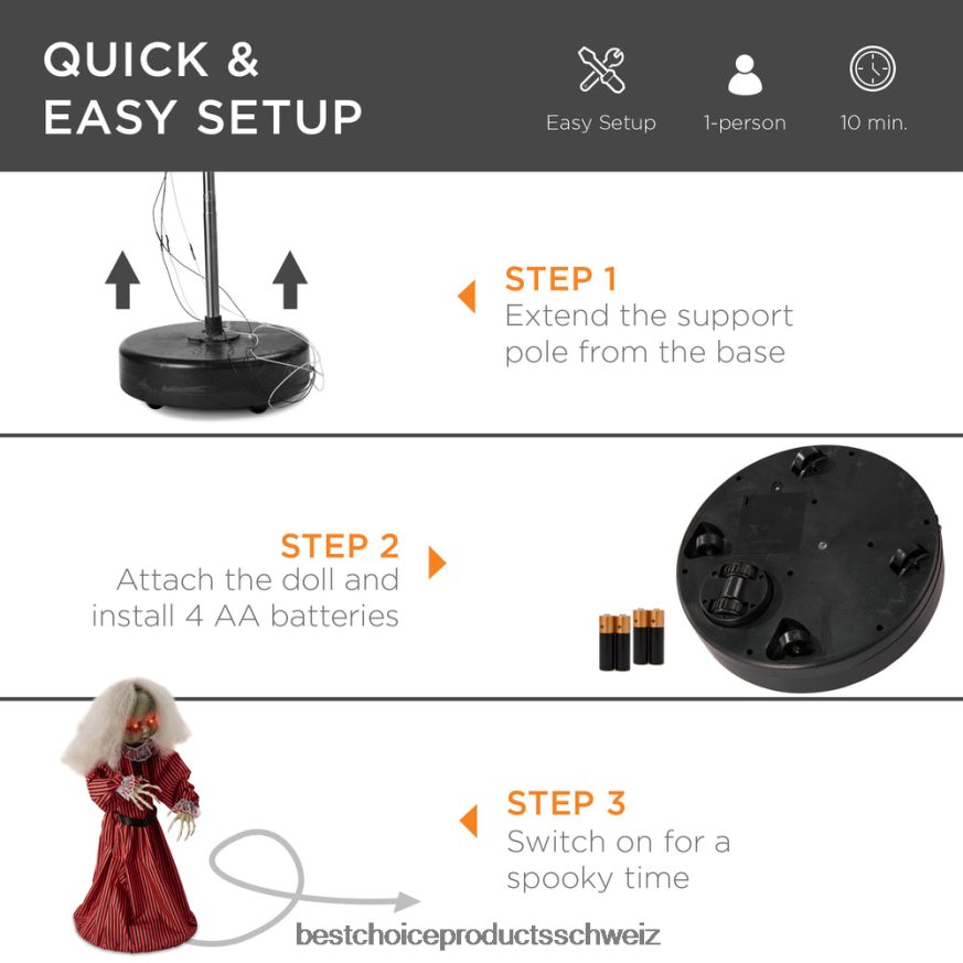 Best Choice Products Haunted Holly Animatronic Roaming Doll Halloween-Dekoration mit leuchtenden Augen Rot 2JD022221