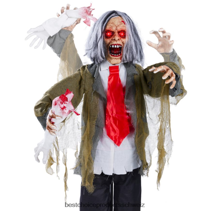 Best Choice Products Rotten Ronnie stehende animatronische Zombie-Halloween-Requisite multi 2JD022224