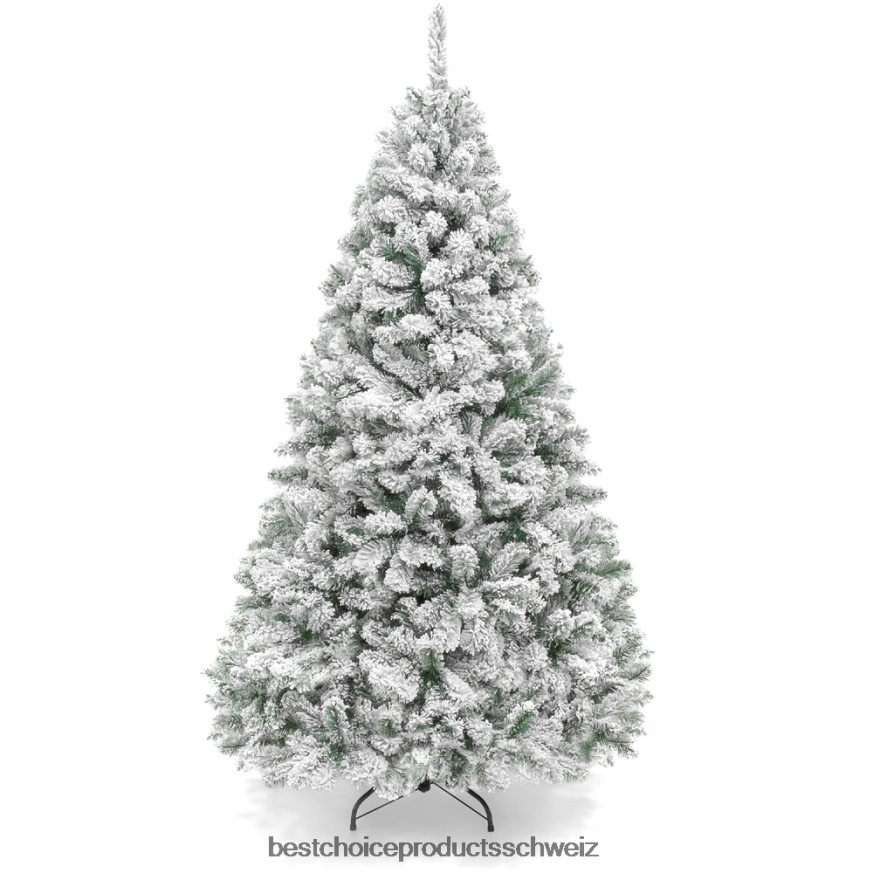 Best Choice Products Hochwertiger künstlicher Kiefern-Weihnachtsbaum mit Schneebeflockung und faltbarem Metallsockel Schönheit 2JD02214