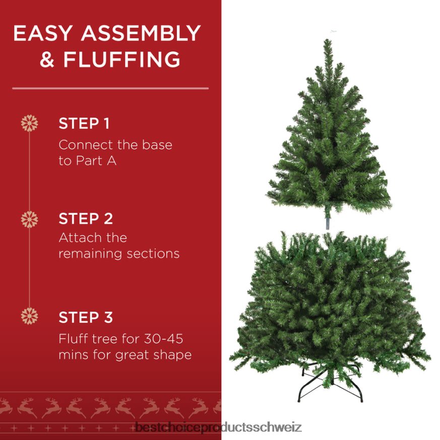 Best Choice Products Hochwertiger künstlicher Weihnachtsbaum aus Fichte mit faltbarem Metallsockel Schönheit 2JD02233