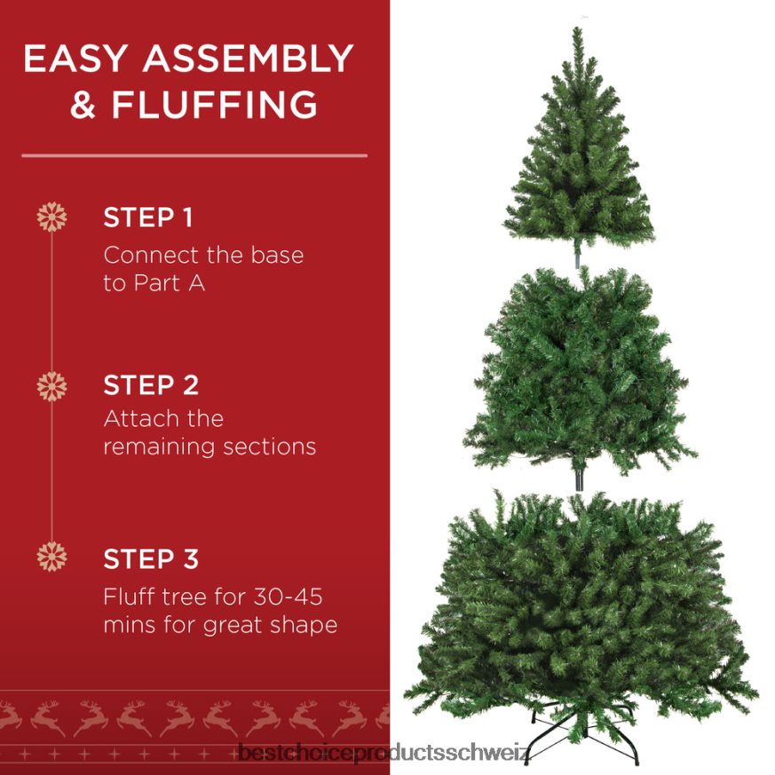 Best Choice Products Hochwertiger künstlicher Weihnachtsbaum aus Fichte mit faltbarem Metallsockel Schönheit 2JD02234