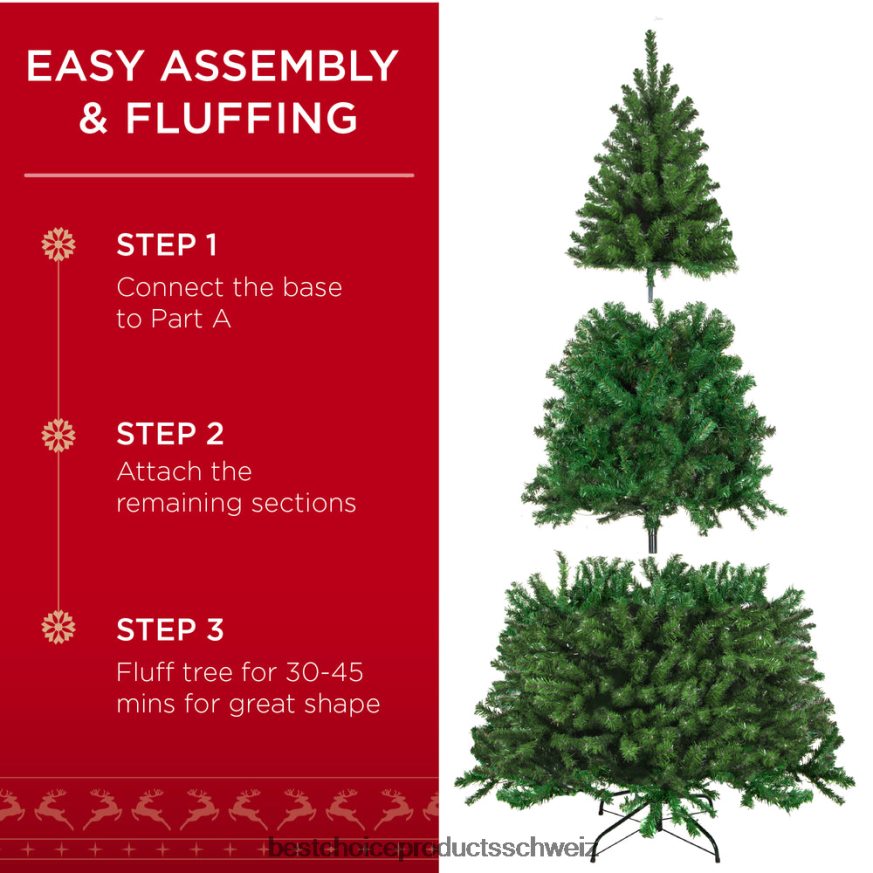 Best Choice Products Hochwertiger künstlicher Weihnachtsbaum aus Fichte mit faltbarem Metallsockel Schönheit 2JD02235