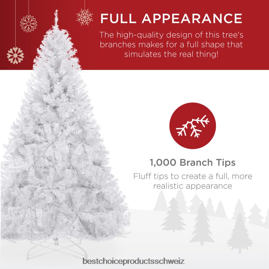 Best Choice Products Hochwertiger künstlicher Weihnachtsbaum aus Kiefernholz mit Spitzen, faltbarer Metallbasis Schönheit 2JD022199
