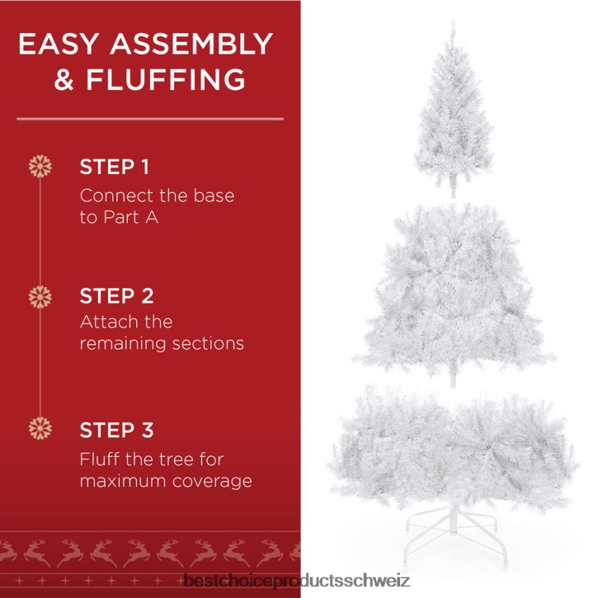 Best Choice Products Hochwertiger künstlicher Weihnachtsbaum aus Kiefernholz mit Spitzen, faltbarer Metallbasis Schönheit 2JD022199