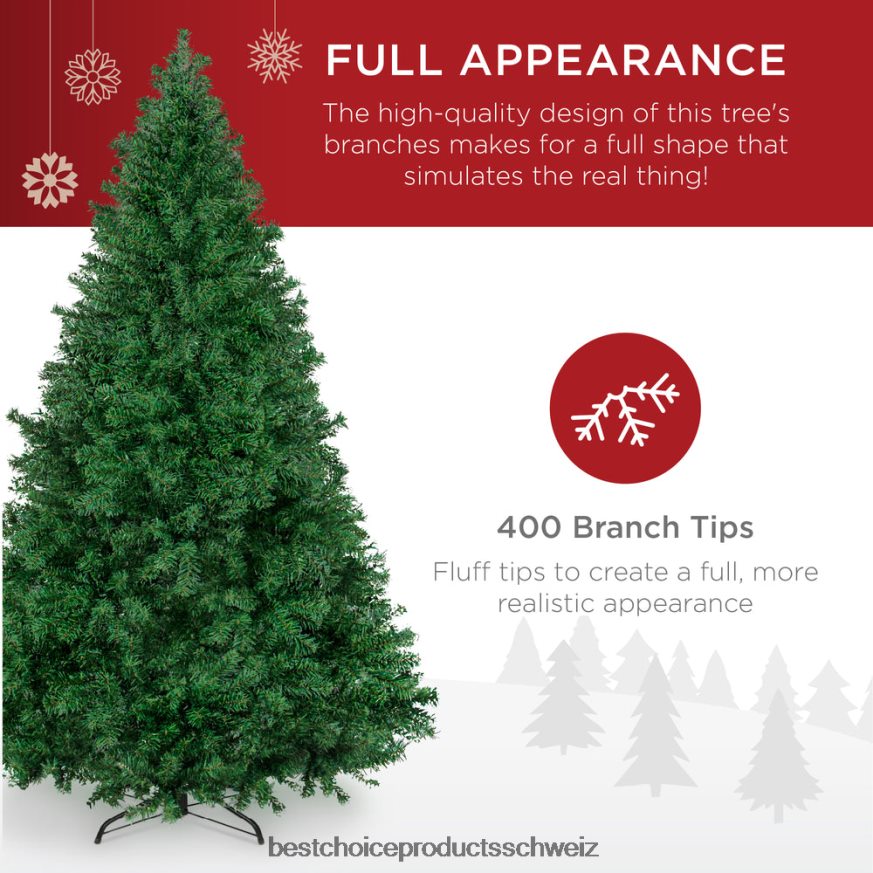 Best Choice Products Hochwertiger künstlicher Weihnachtsbaum aus Kiefernholz mit faltbarem Metallsockel Schönheit 2JD022132