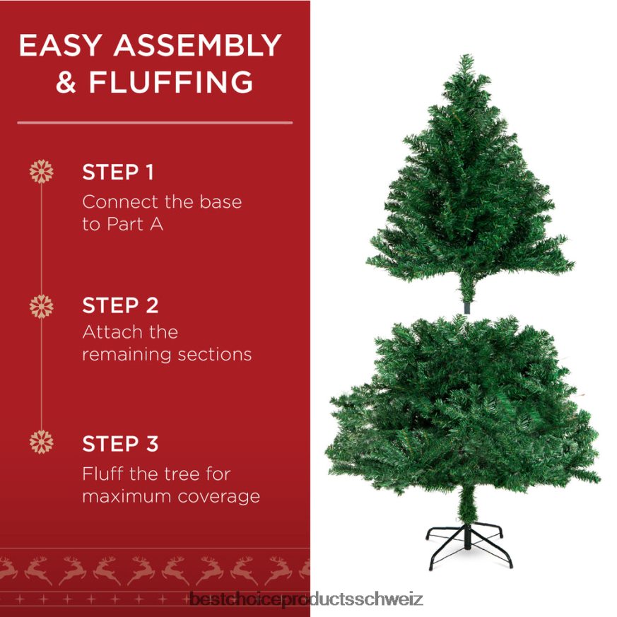 Best Choice Products Hochwertiger künstlicher Weihnachtsbaum aus Kiefernholz mit faltbarem Metallsockel Schönheit 2JD022132