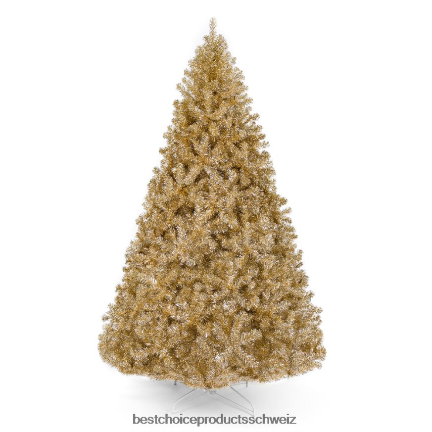 Best Choice Products Künstlicher Lametta-Weihnachtsbaum in Champagnergold mit klappbarem Ständer Schönheit 2JD022238